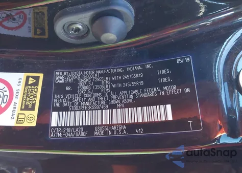 2019 Toyota Highlander Limited/Ltd Platinum from USA, damaged, VIN 5TDDZRFH3KS997469